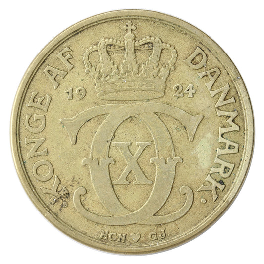 Denmark 1924 HCN GJ 2 Kroner VF-EF (VF30) $