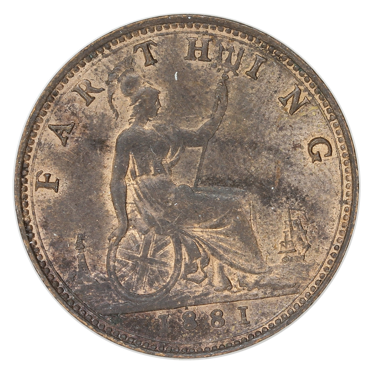 Great Britain 1881 3 Berries Farthing UNC+ (MS62) $
