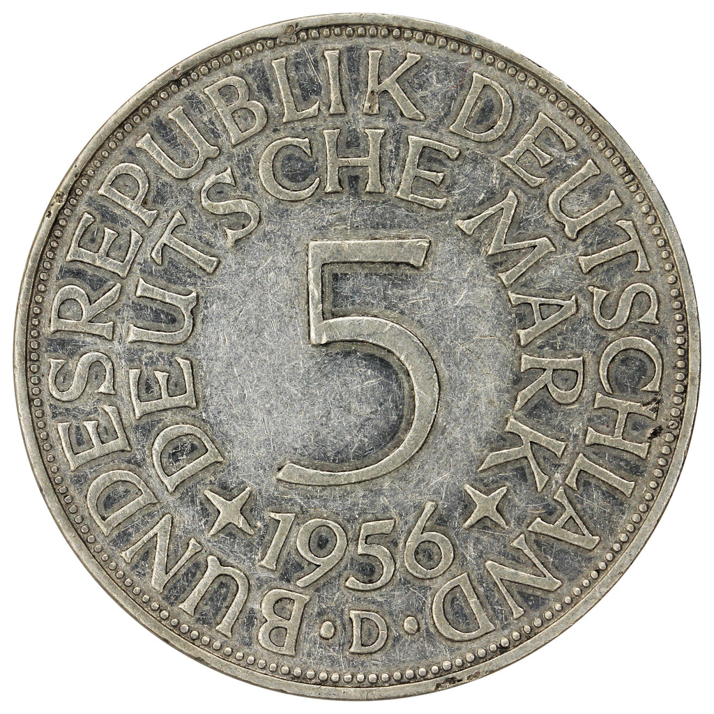 Germany 1956D 5 Marks VF-EF (VF30)
