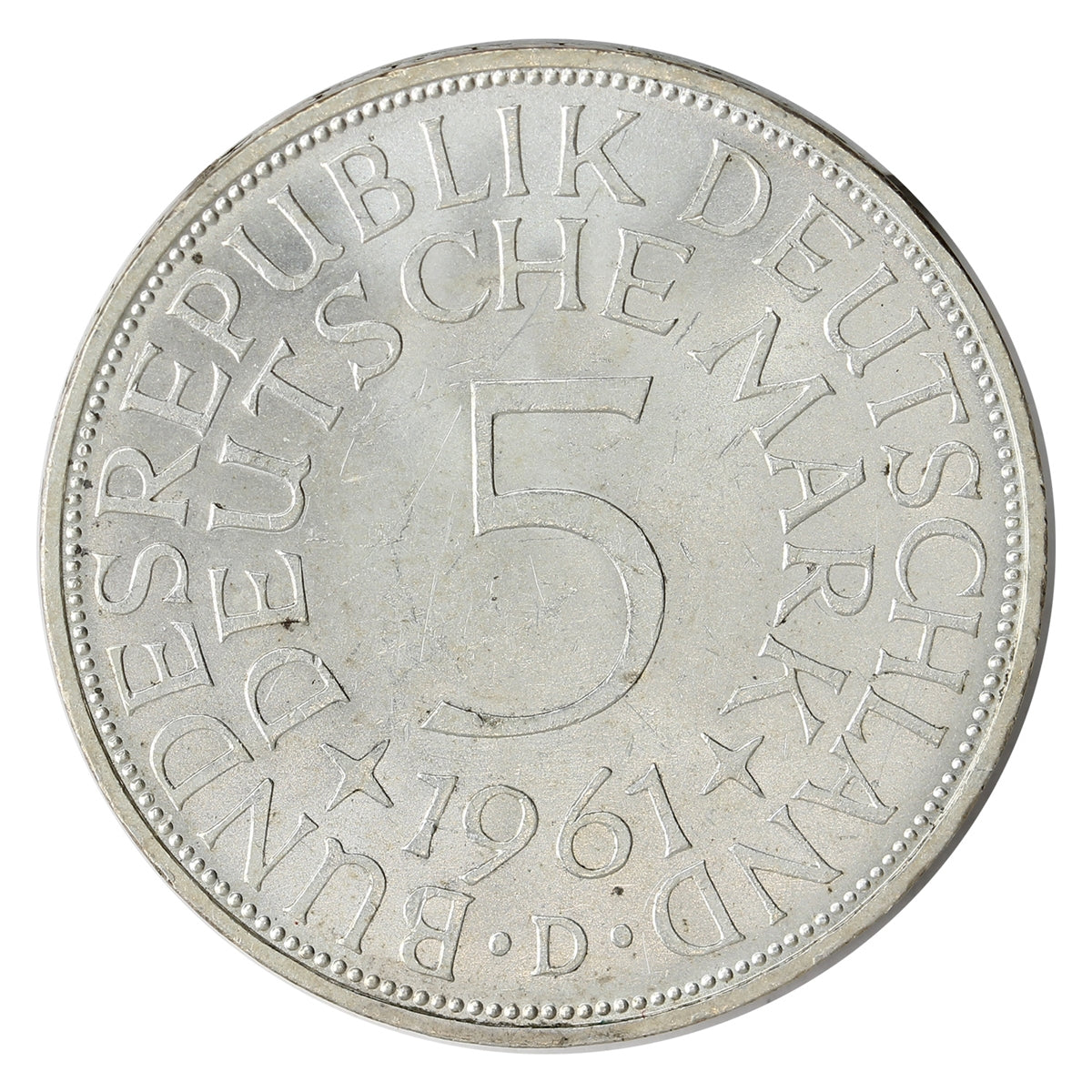 Germany 1961D 5 Marks Uncirculated (MS60) $