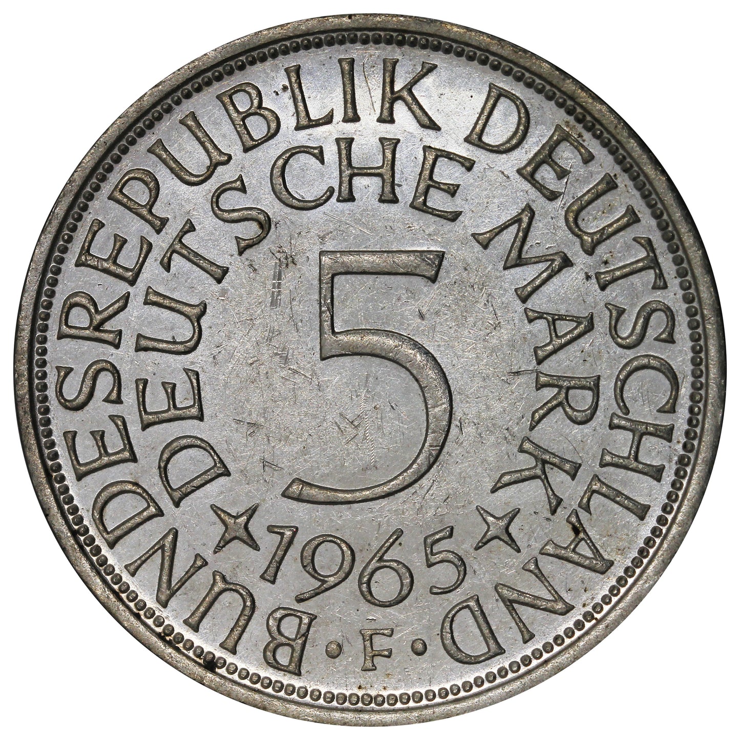 Germany 1965F 5 Marks Extra Fine (EF40)