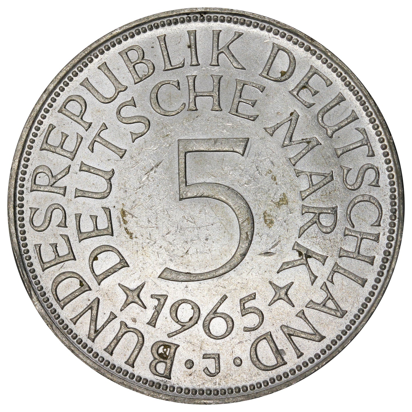 Germany 1965J 5 Marks Extra Fine (EF40)