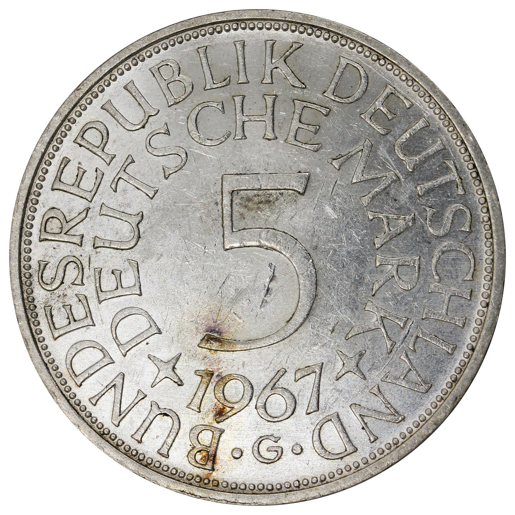 Germany 1967G 5 Marks Almost Uncirculated (AU50)