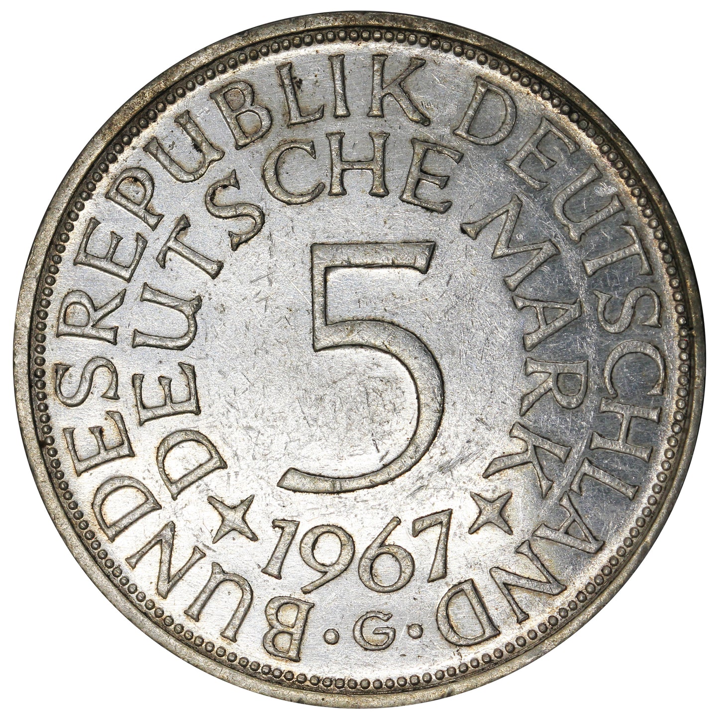 Germany 1967G 5 Marks Extra Fine (EF40)