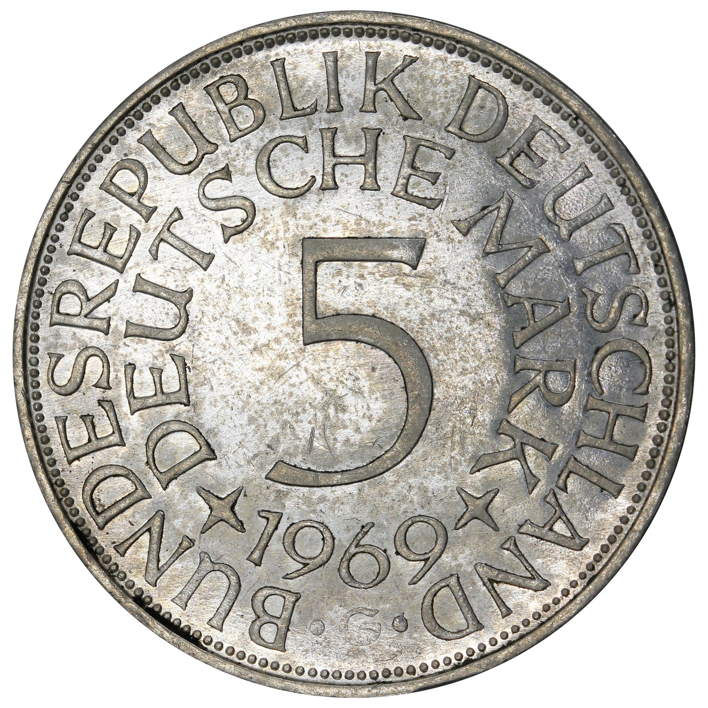 Germany 1969G 5 Marks Extra Fine (EF40)
