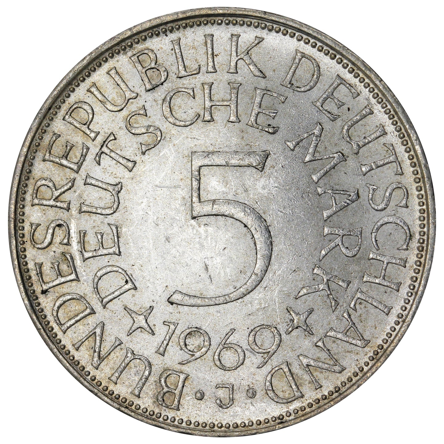 Germany 1969J 5 Marks Uncirculated (MS60)