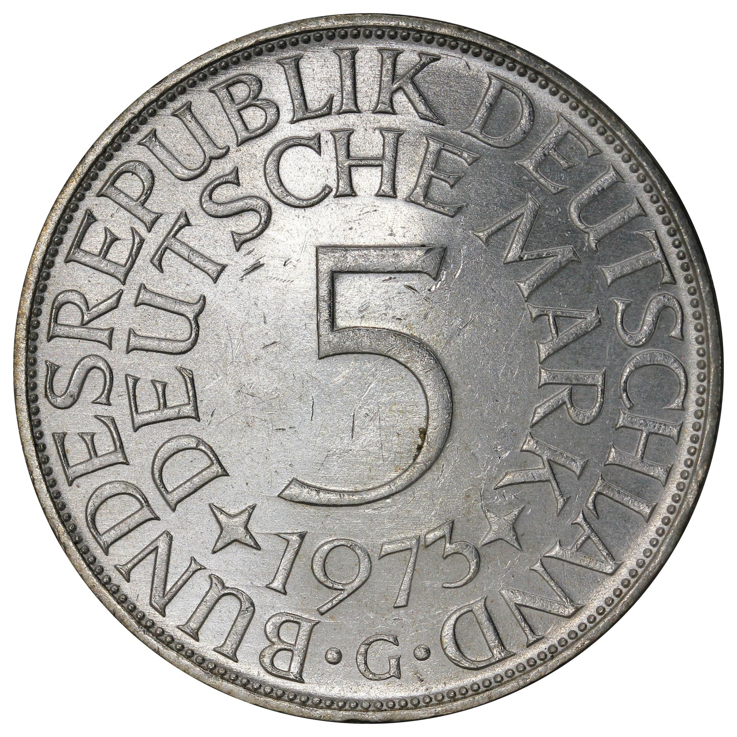 Germany 1973G 5 Marks Uncirculated (MS60)