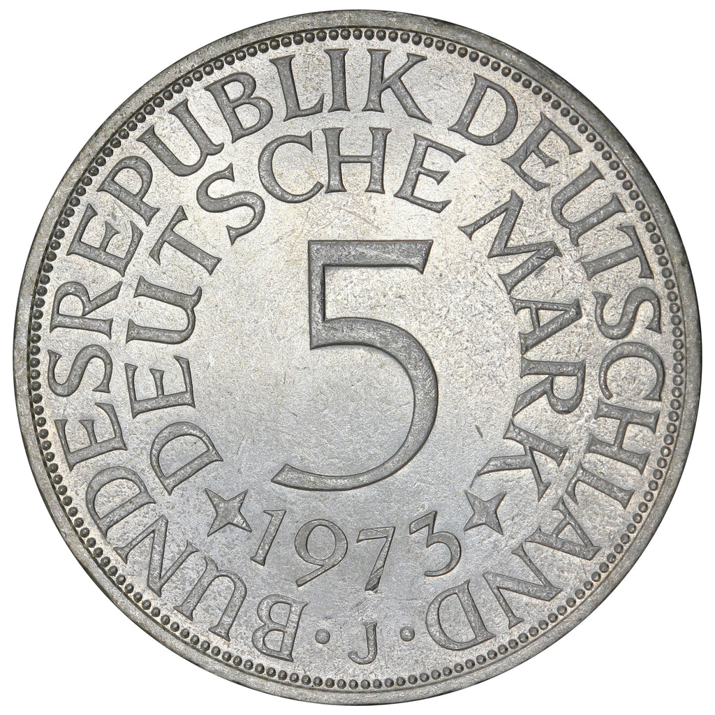 Germany 1973J 5 Marks Brilliant Uncirculated (MS63)