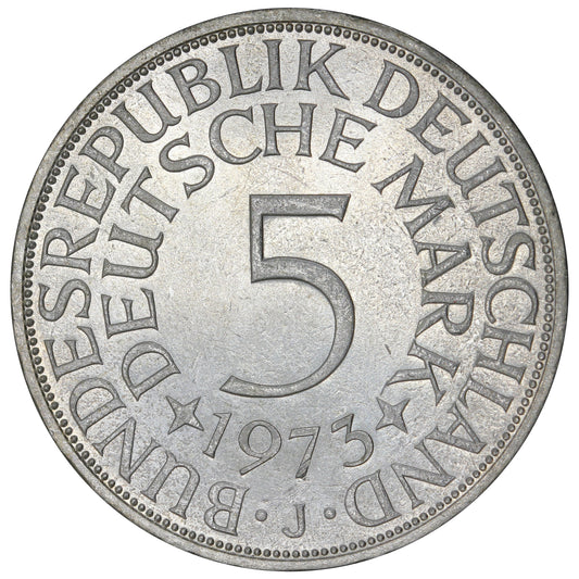Germany 1973J 5 Marks Brilliant Uncirculated (MS63)