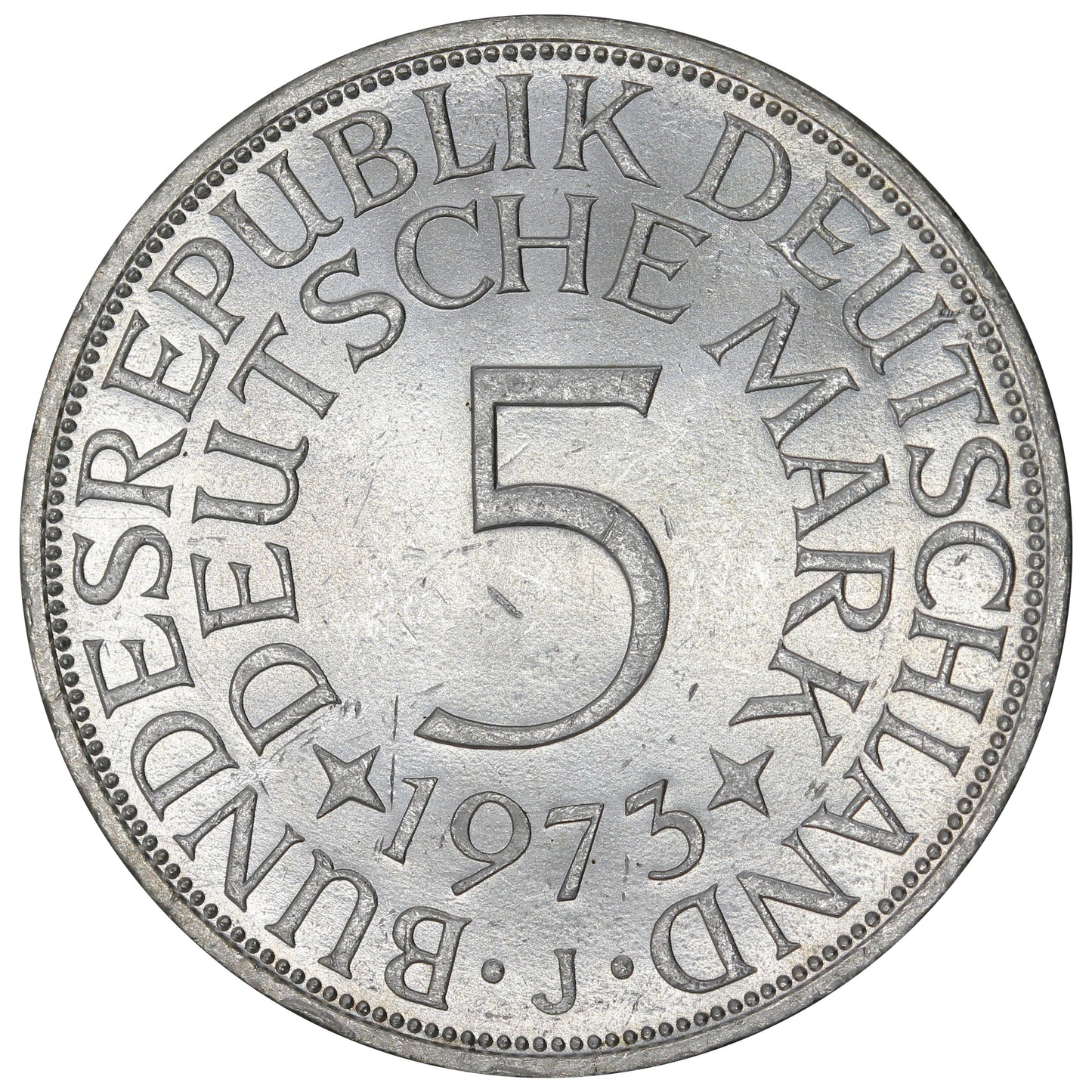 Germany 1973J 5 Marks Uncirculated (MS60)