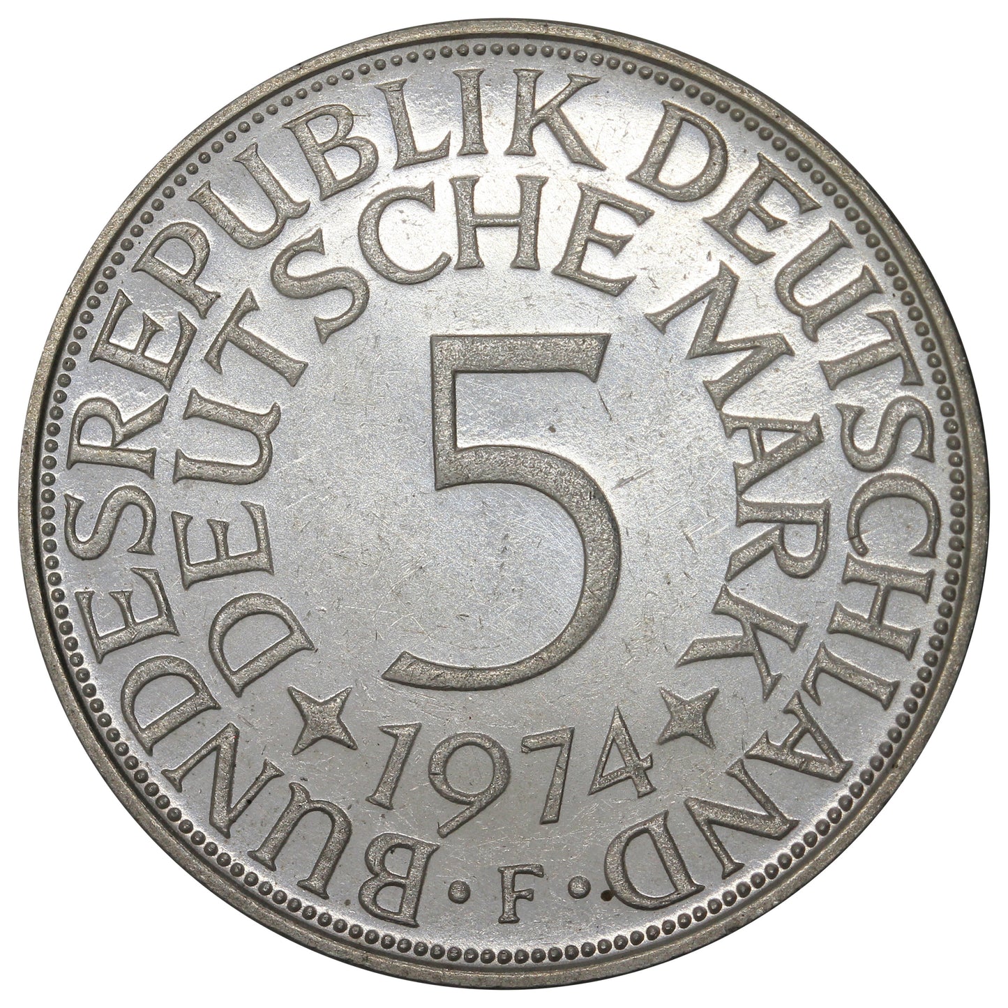 Germany 1974F 5 Marks Uncirculated (MS60)