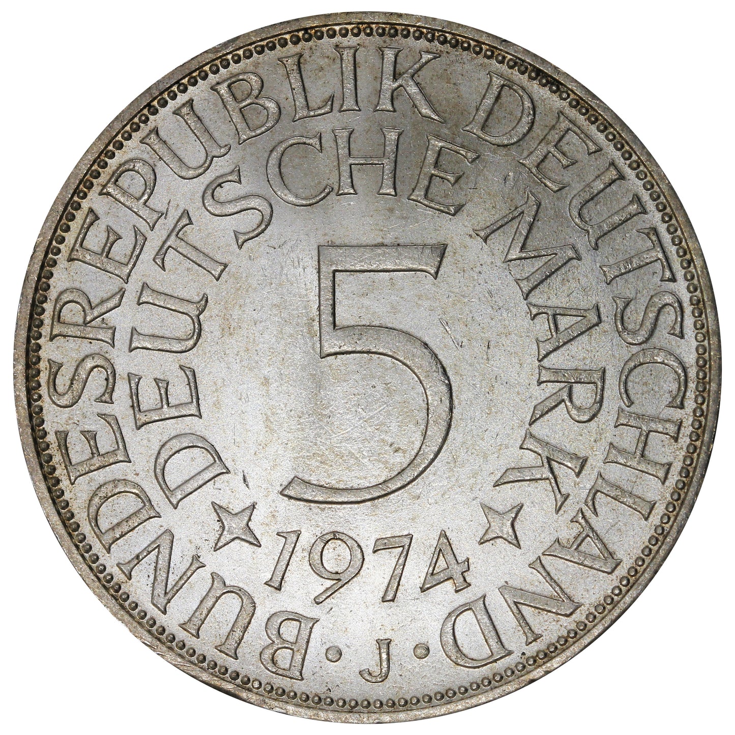 Germany 1974J 5 Marks Uncirculated (MS60)