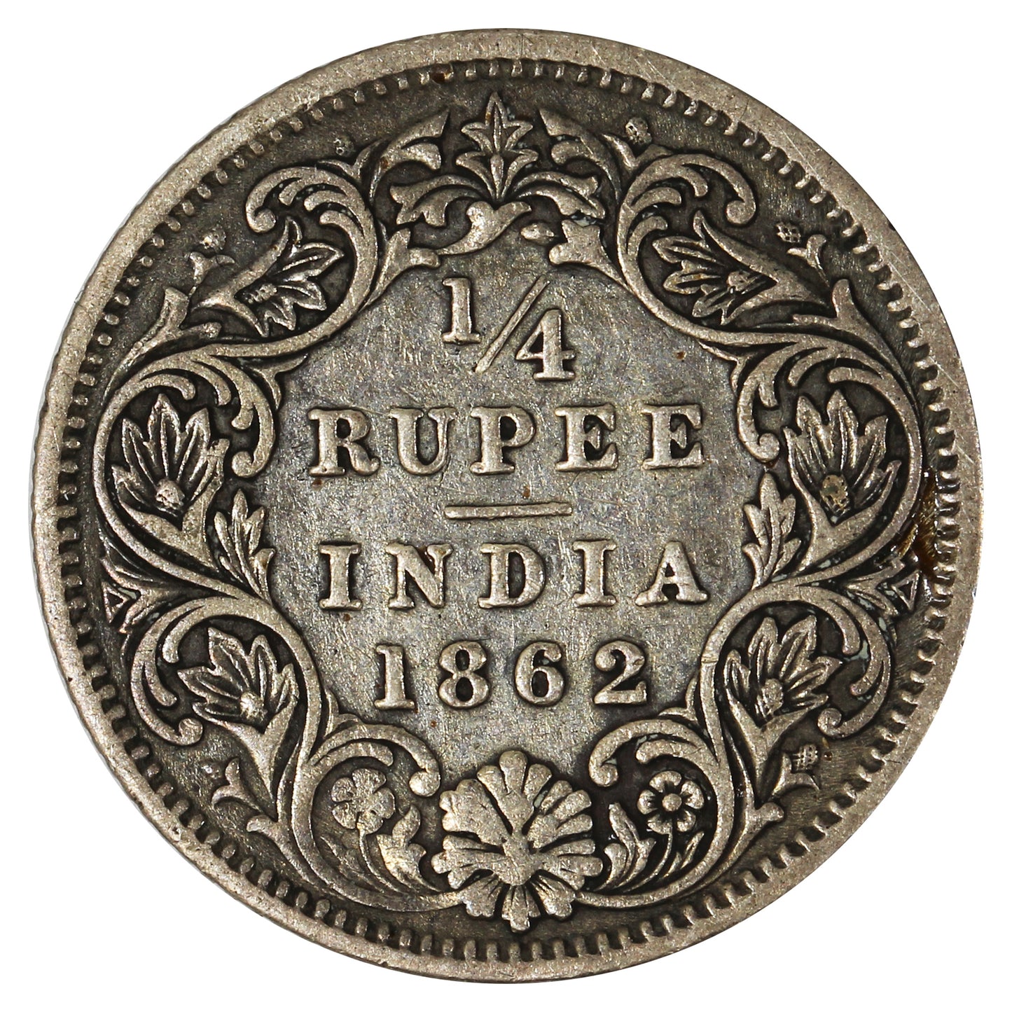 India 1862 1/4 Rupee F-VF (F15)