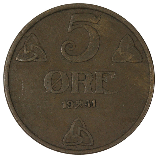 Norway 1931 5 Ore VF-EF (VF-30)
