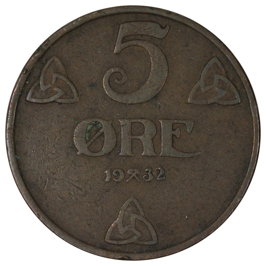 Norway 1932 5 Ore Very Fine (VF-20)