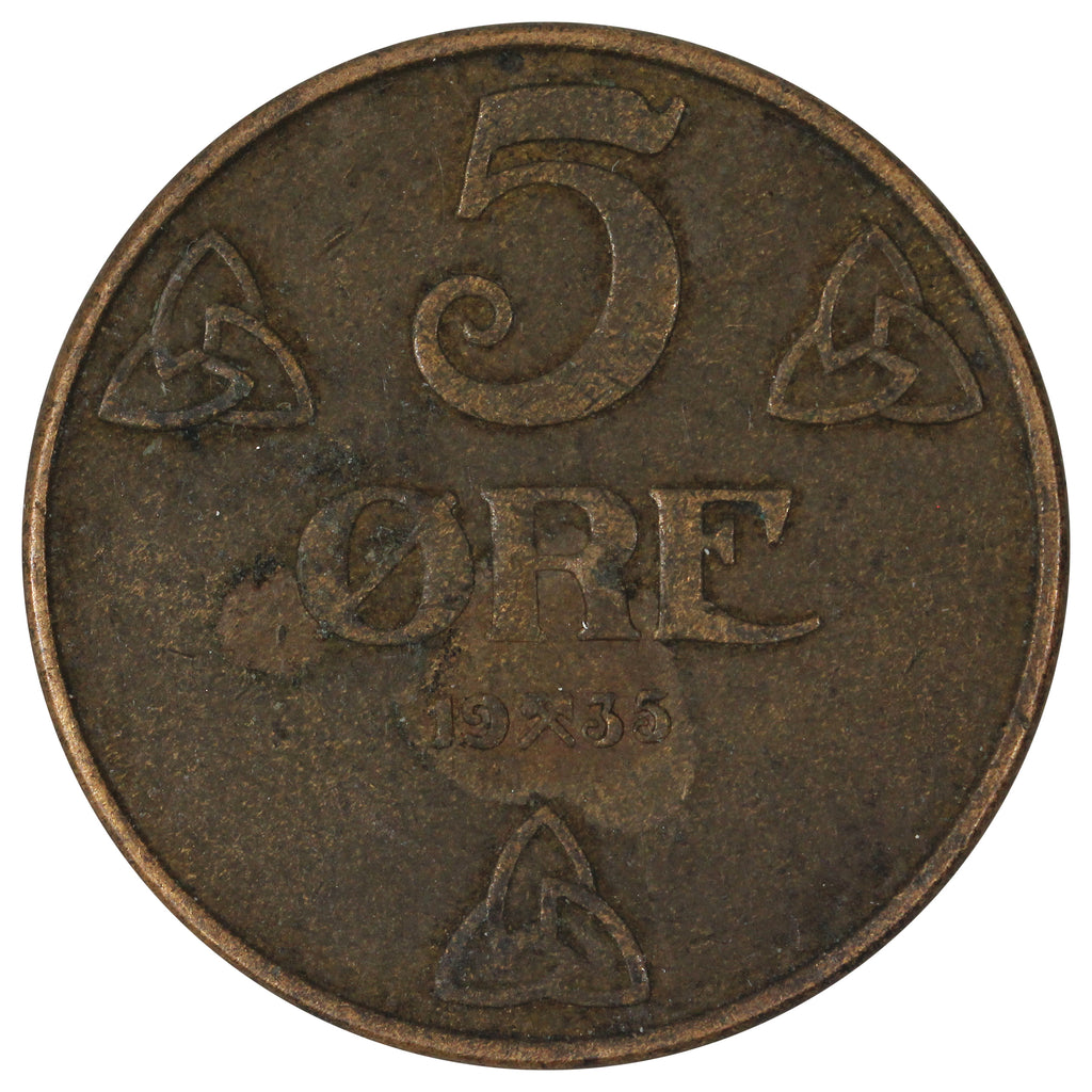 Norway 1935 5 Ore VF-EF (VF-30)