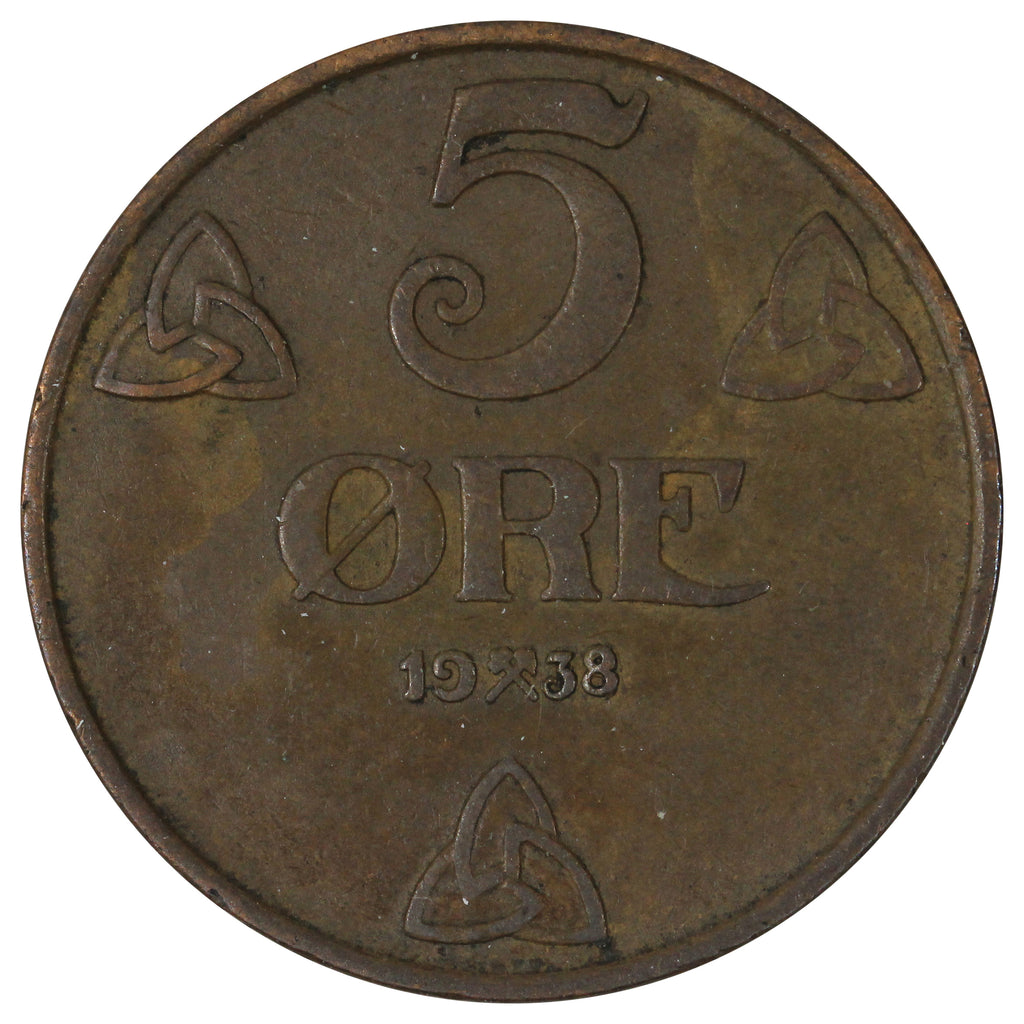 Norway 1938 5 Ore Extra Fine (EF-40)