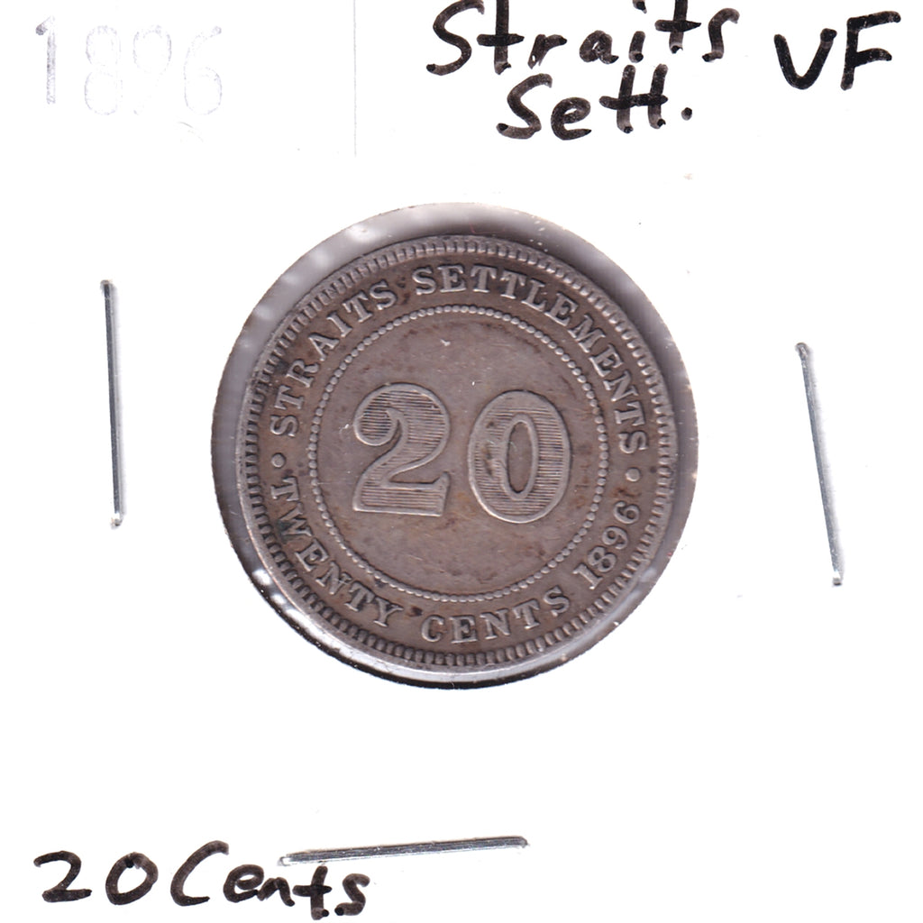 Straits Settlements 1896 20 Cents Very Fine (VF20)
