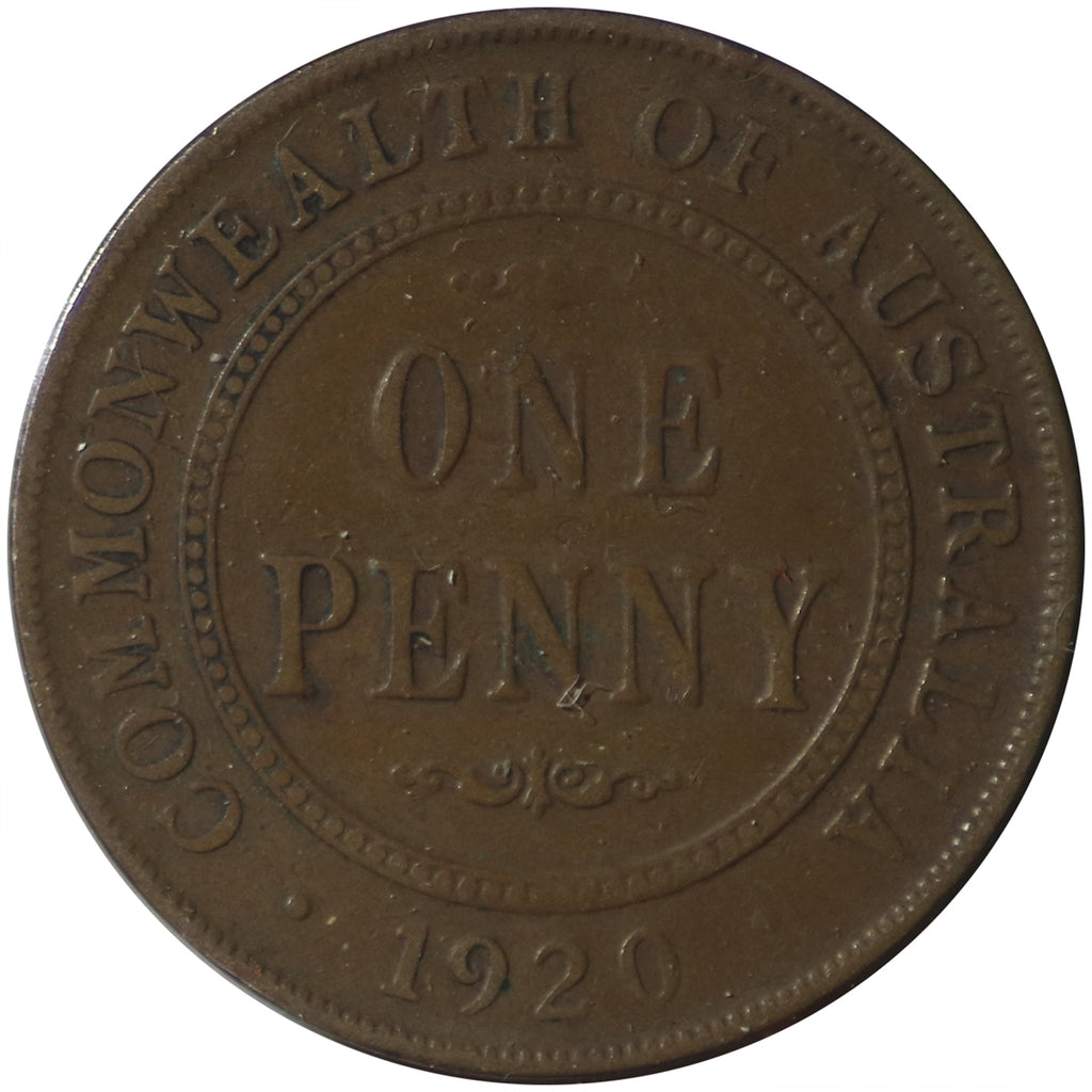 Australia 1920M Without Dot Penny Fine (F-12) $