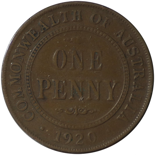 Australia 1920M Without Dot Penny Fine (F-12) $