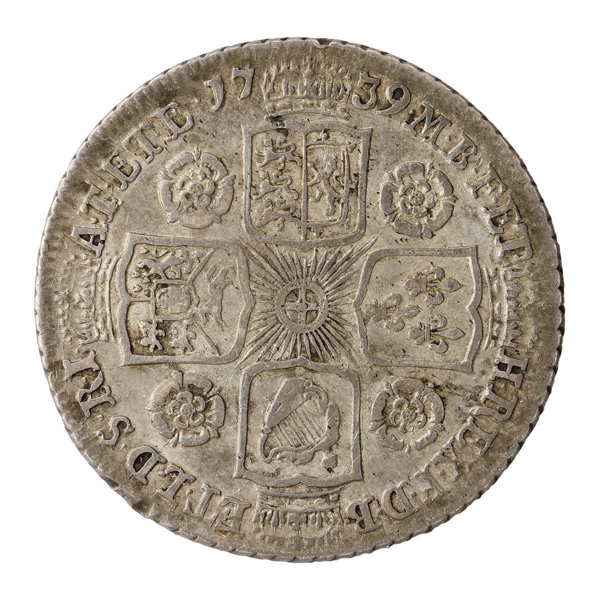 Great Britain 1739 George II Shilling VF-EF (VF30) $