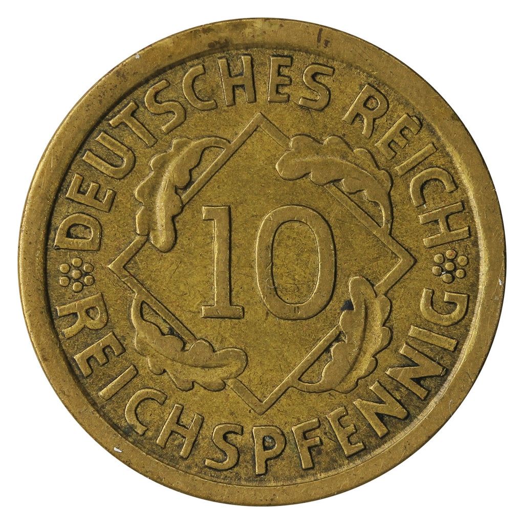 German Weimar Republic 1931F 10 Pfennig Extra Fine (EF40) $