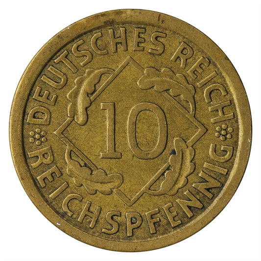 German Weimar Republic 1931F 10 Pfennig Extra Fine (EF40) $