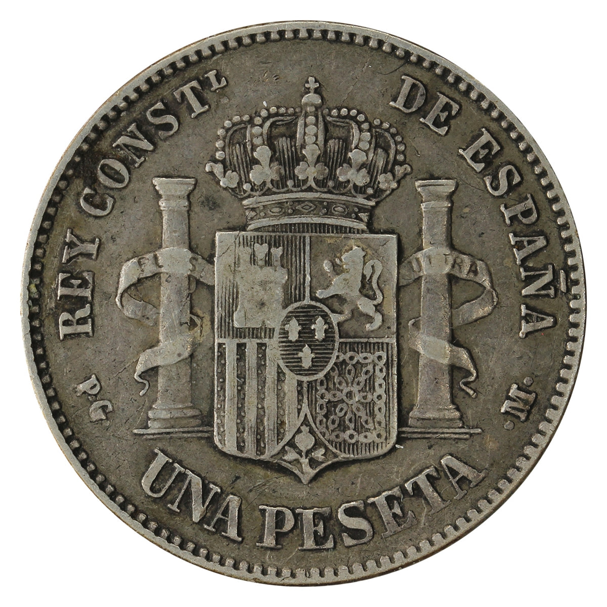 Spain 1891 Peseta VF-EF (VF30) $