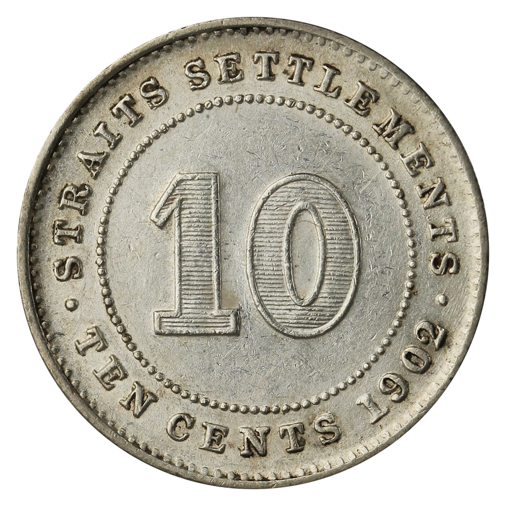 Straits Settlements 1902 10 Cents Extra Fine (EF40) $