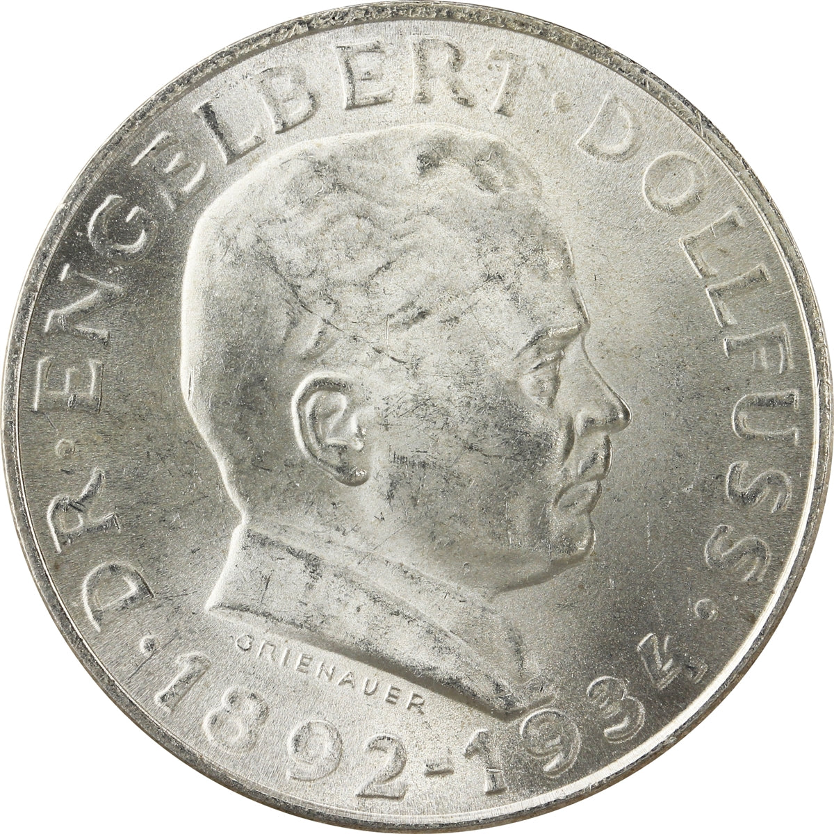 Austria 1934 Engelbert Dollfuss 2 Schillings Choice Brilliant Uncirculated (MS64)