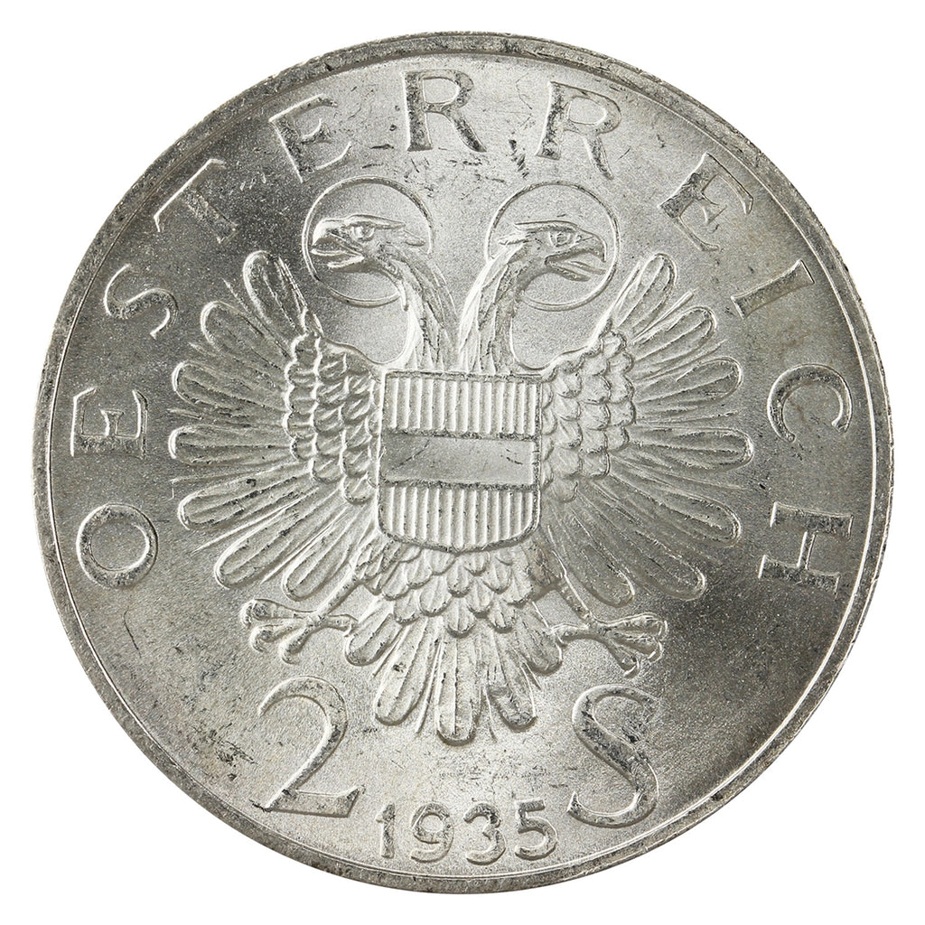 Austria 1935 Karl Lueger 2 Schillings Choice Brilliant Uncirculated (MS64)