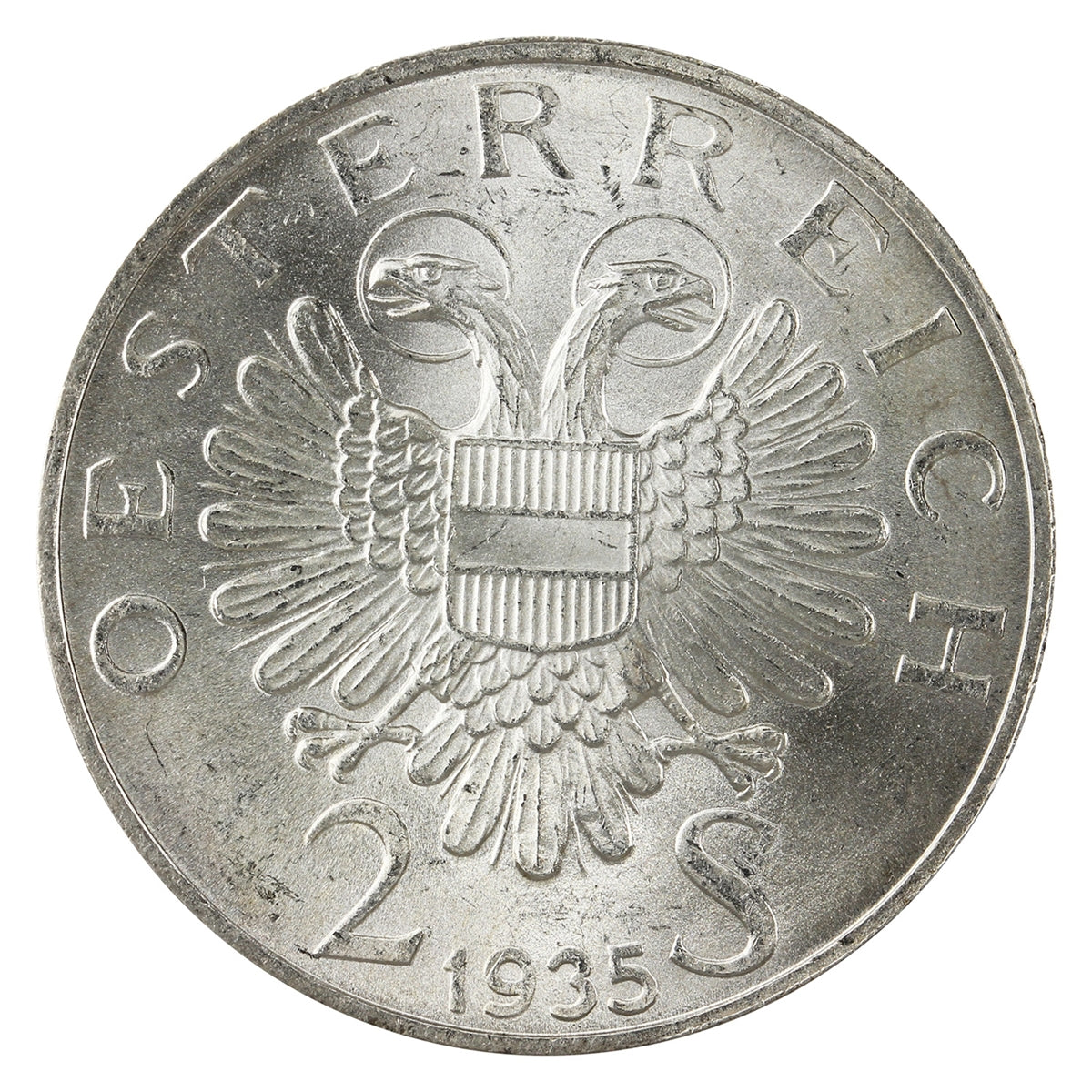 Austria 1935 Karl Lueger 2 Schillings Choice Brilliant Uncirculated (MS64)