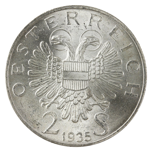 Austria 1935 Karl Lueger 2 Schillings Choice Brilliant Uncirculated (MS64)