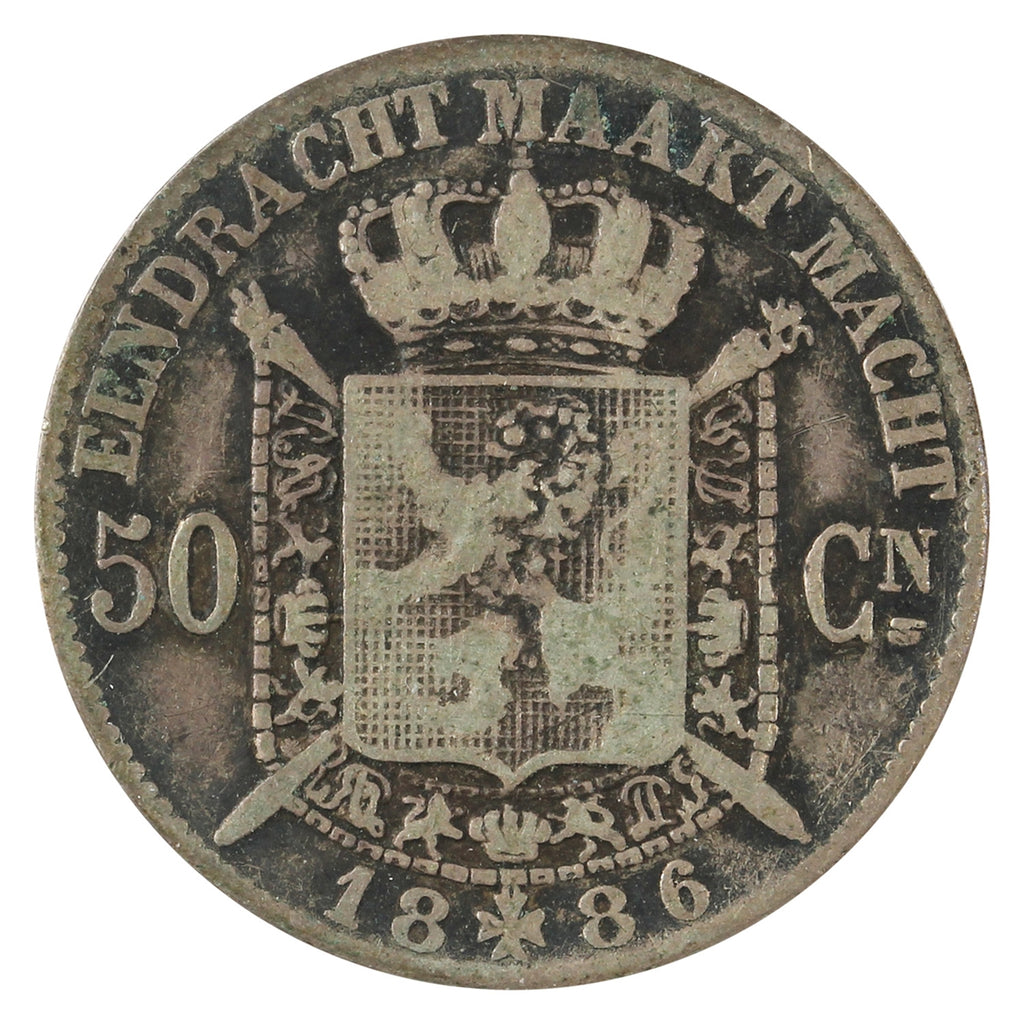 Belgium 1886 Dutch 50 Centimes Fine (F12)