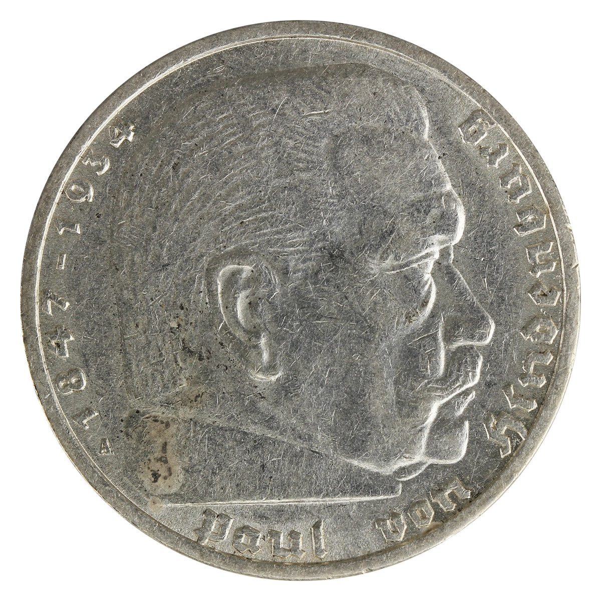 German Third Reich 1936A Hindenburg 5 Marks VF-EF (VF30)