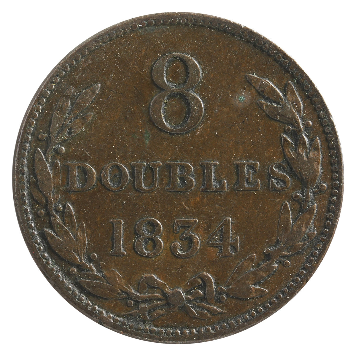 Guernsey 1834 8 Doubles F-VF (F15)