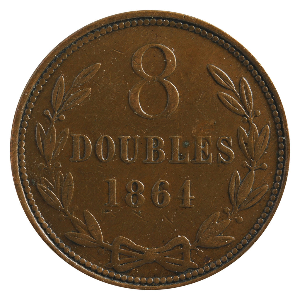 Guernsey 1864 8 Doubles VF-EF (VF30)