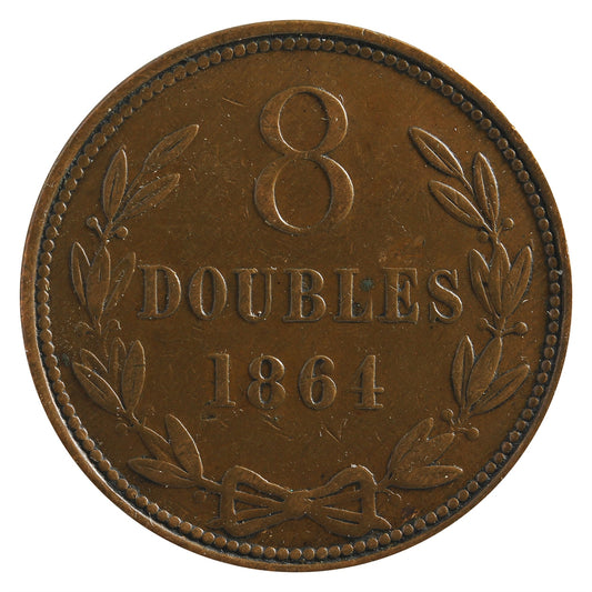 Guernsey 1864 8 Doubles VF-EF (VF30)