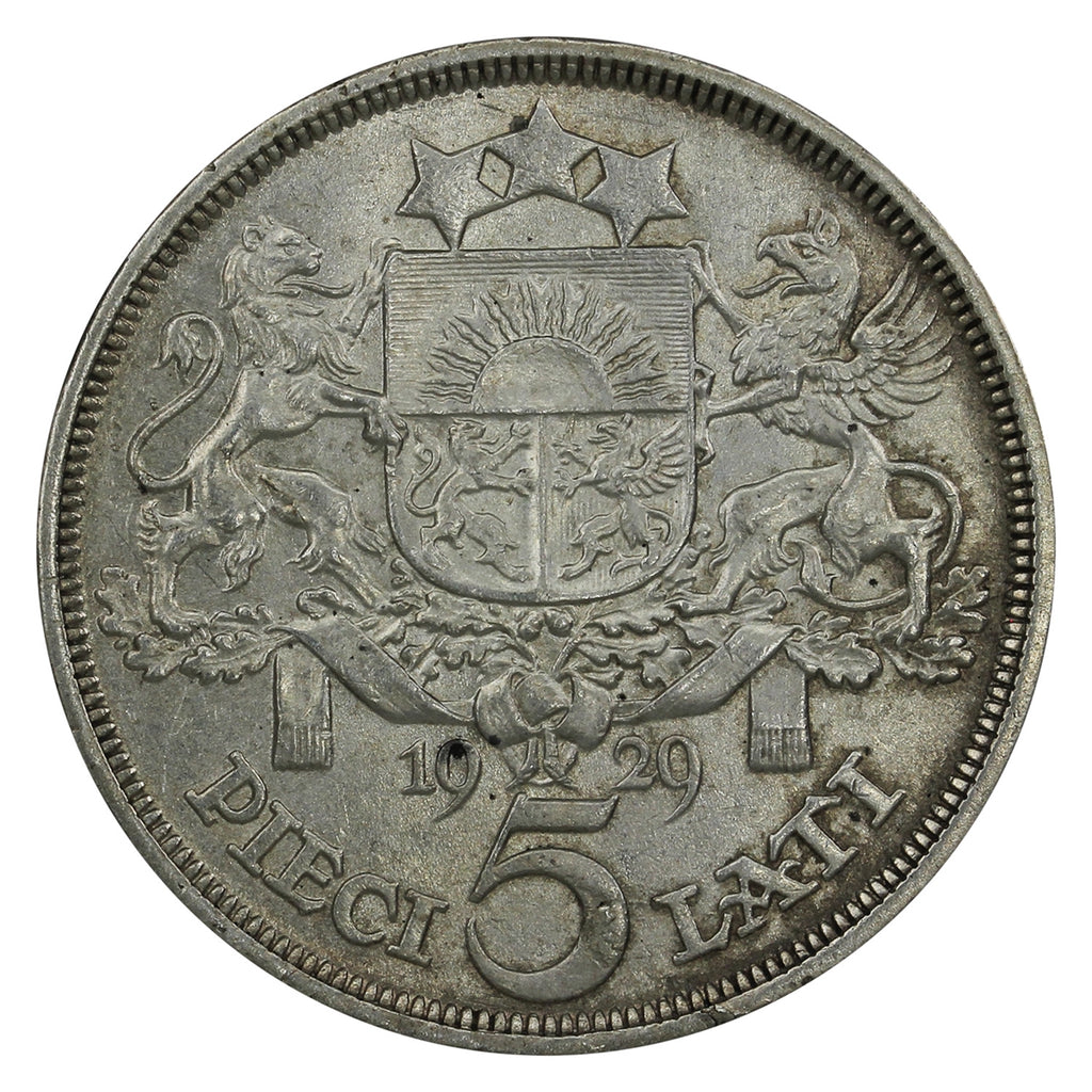 Latvia 1929 5 Lati Extra Fine (EF40) $ (L)