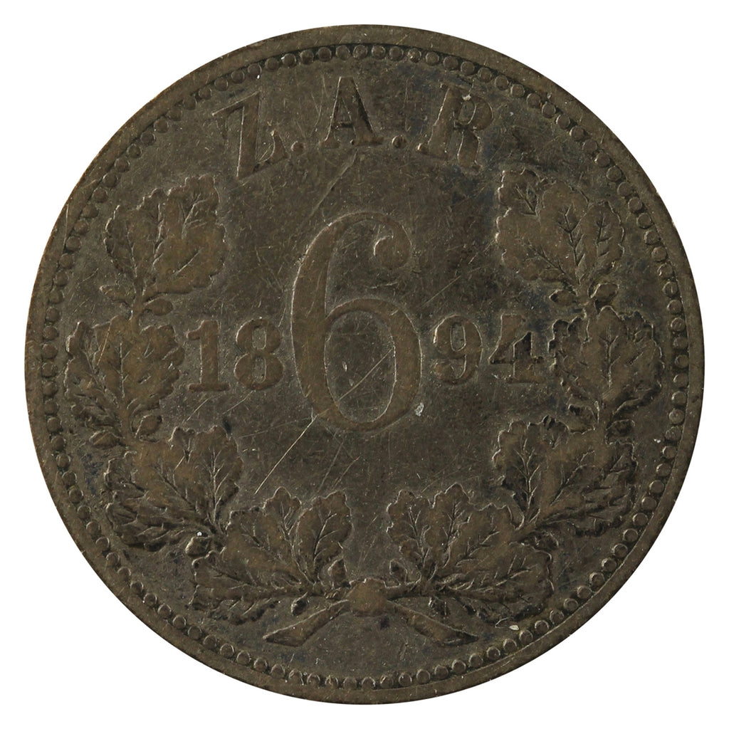 South Africa 1894 6 Pence F-VF (F15)