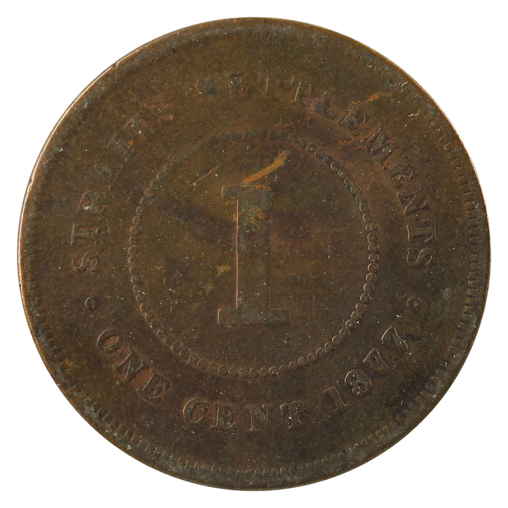 Straits Settlements 1877 Cent Fine (F12)