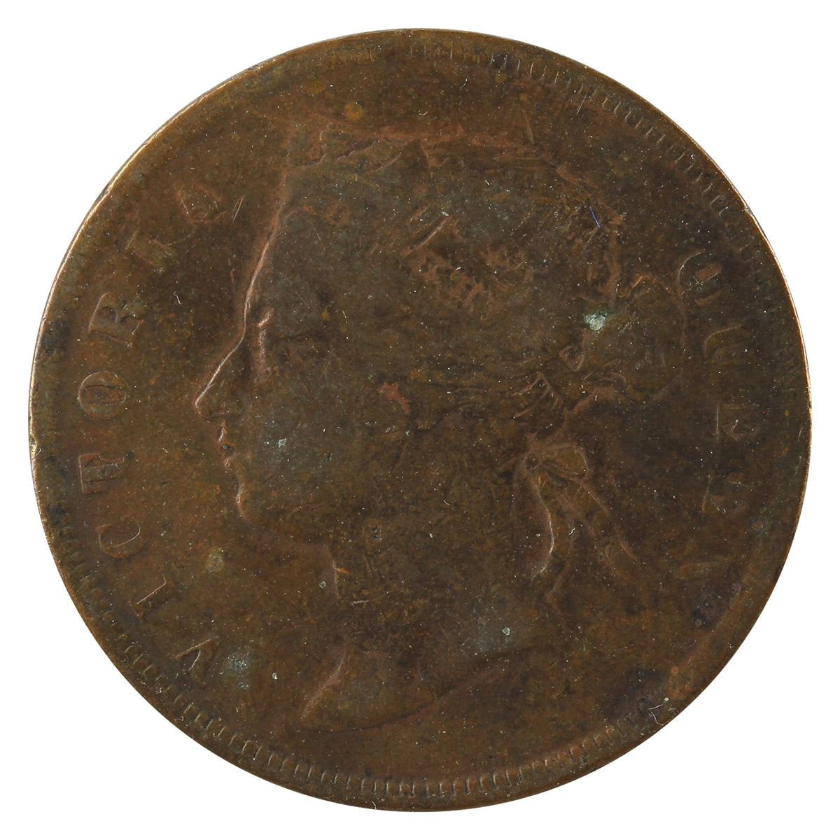 Straits Settlements 1877 Cent Fine (F12)