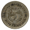 Straits Settlements 1902 5 Cents Fine (F12)