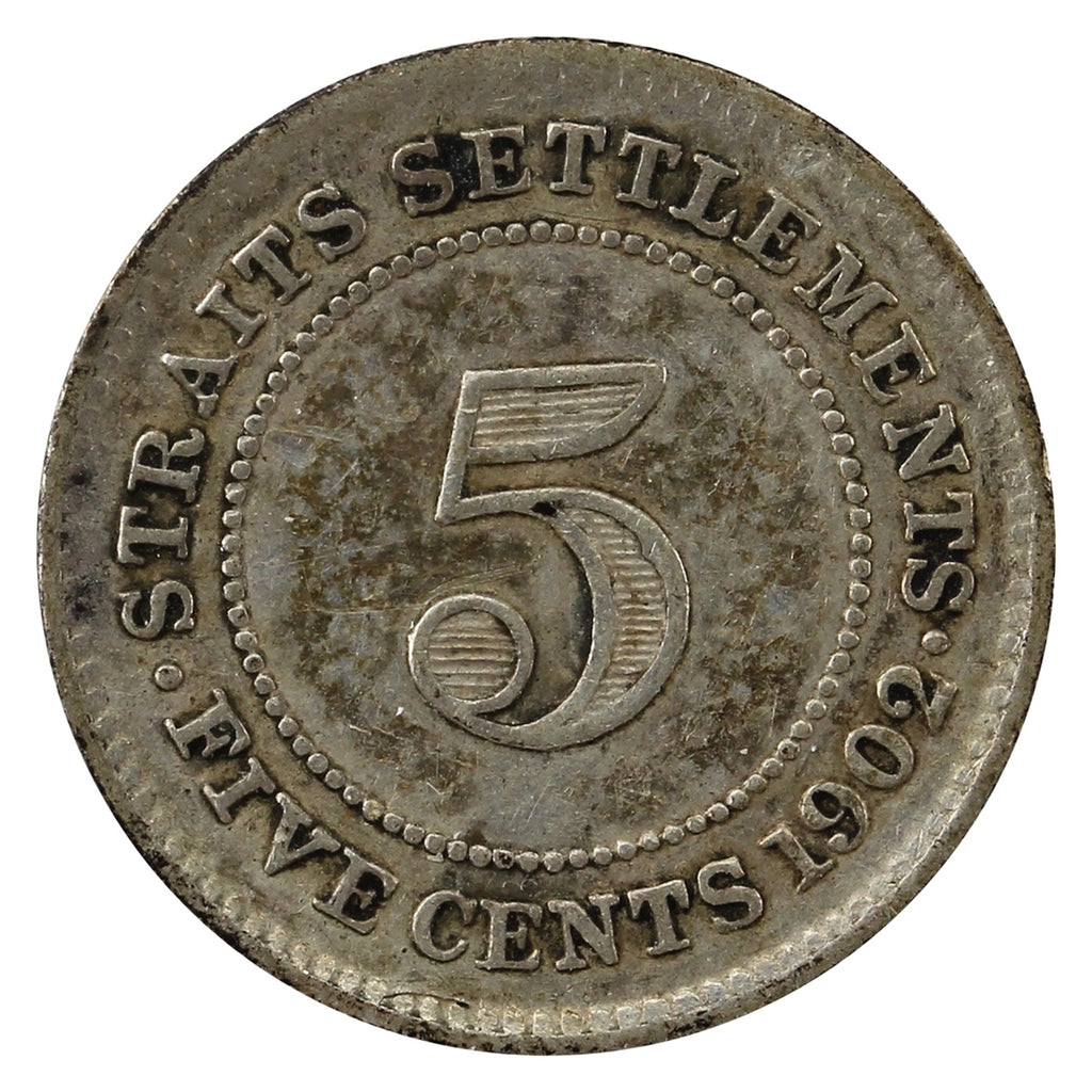 Straits Settlements 1902 5 Cents Fine (F12)