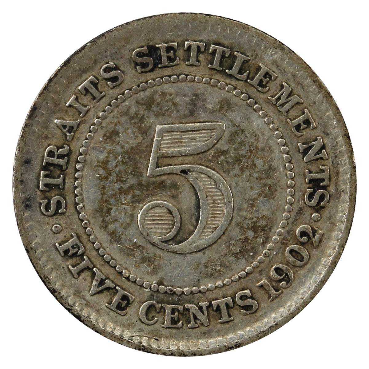 Straits Settlements 1902 5 Cents Fine (F12)