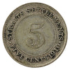 Straits Settlements 1910B 5 Cents F-VF (F15)
