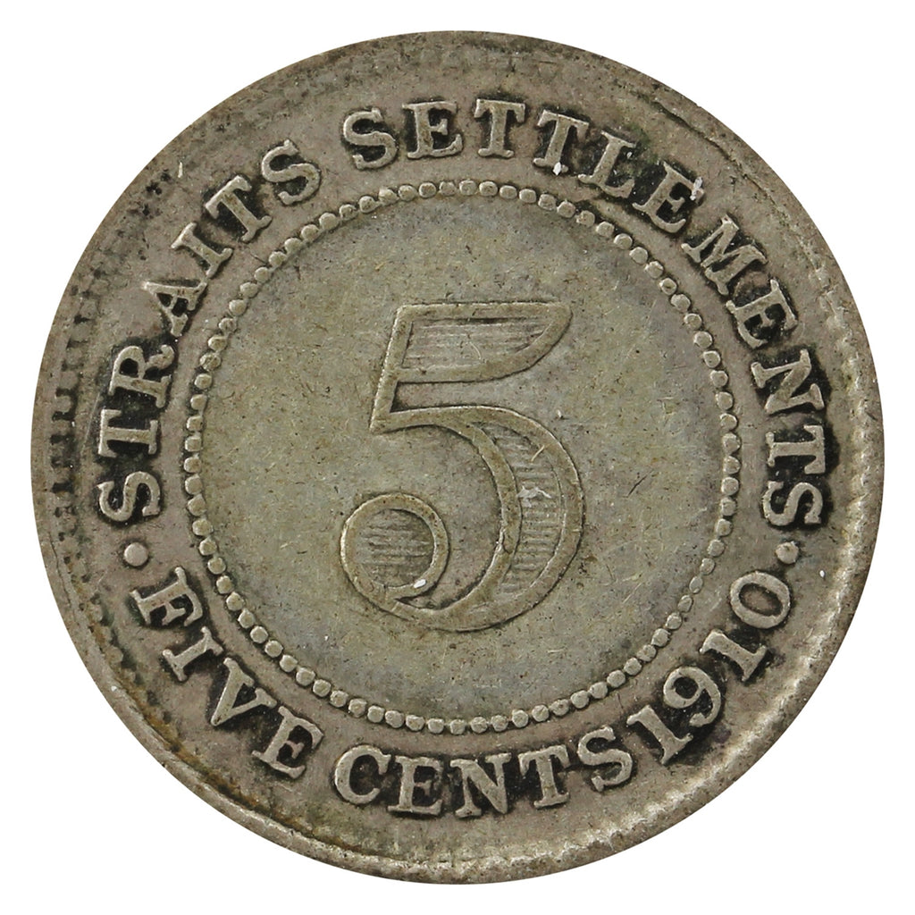 Straits Settlements 1910B 5 Cents F-VF (F15)