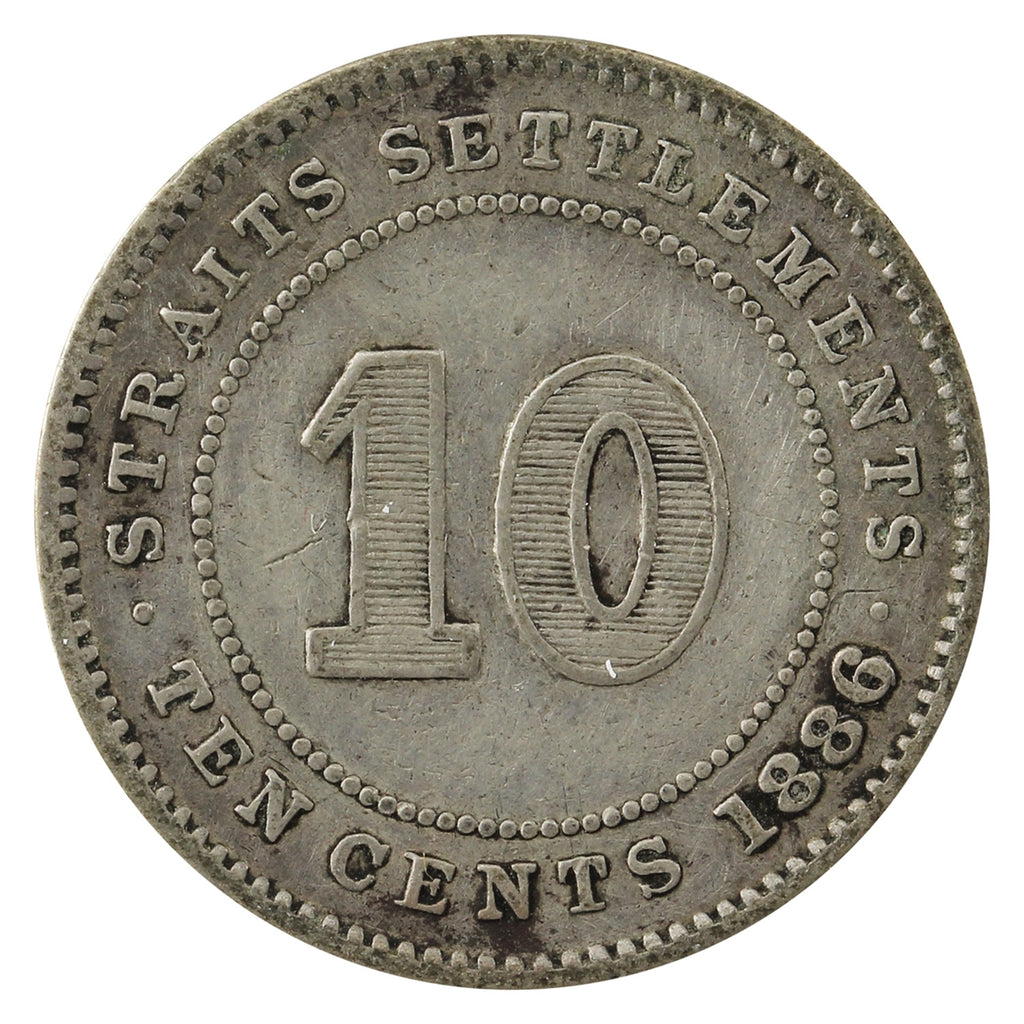 Straits Settlements 1886 10 cents Fine (F12)