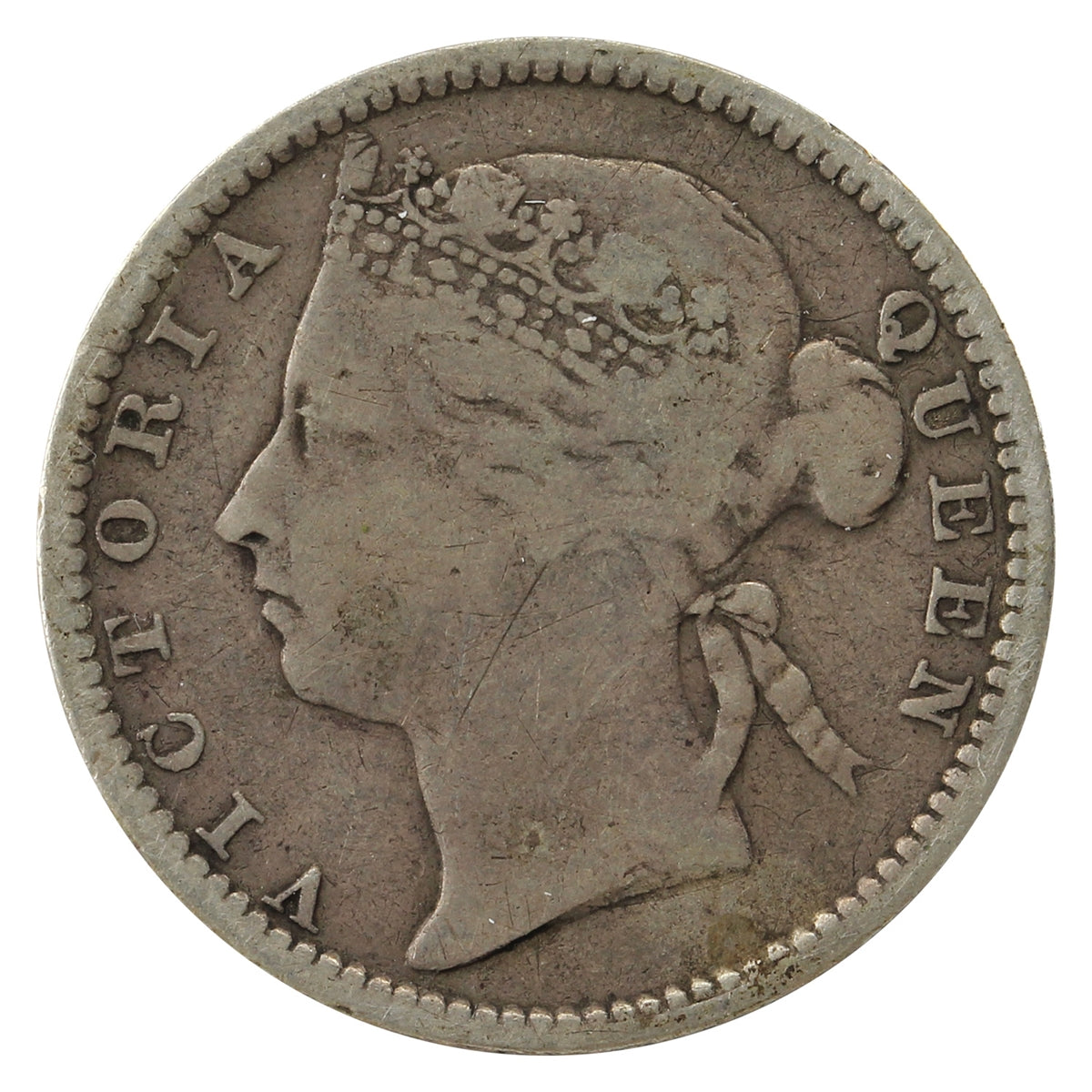 Straits Settlements 1891 10 Cents Very Good (VG8)