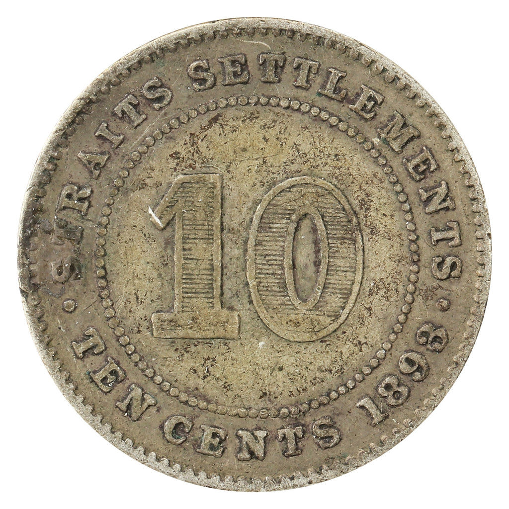 Straits Settlements 1893 10 Cents Fine (F12)